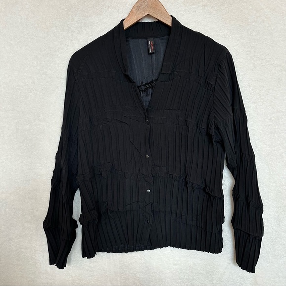 Double Collar Jacket (shirt) by Babette Style # 1K762 Small Black NWOT condition - Picture 3 of 12